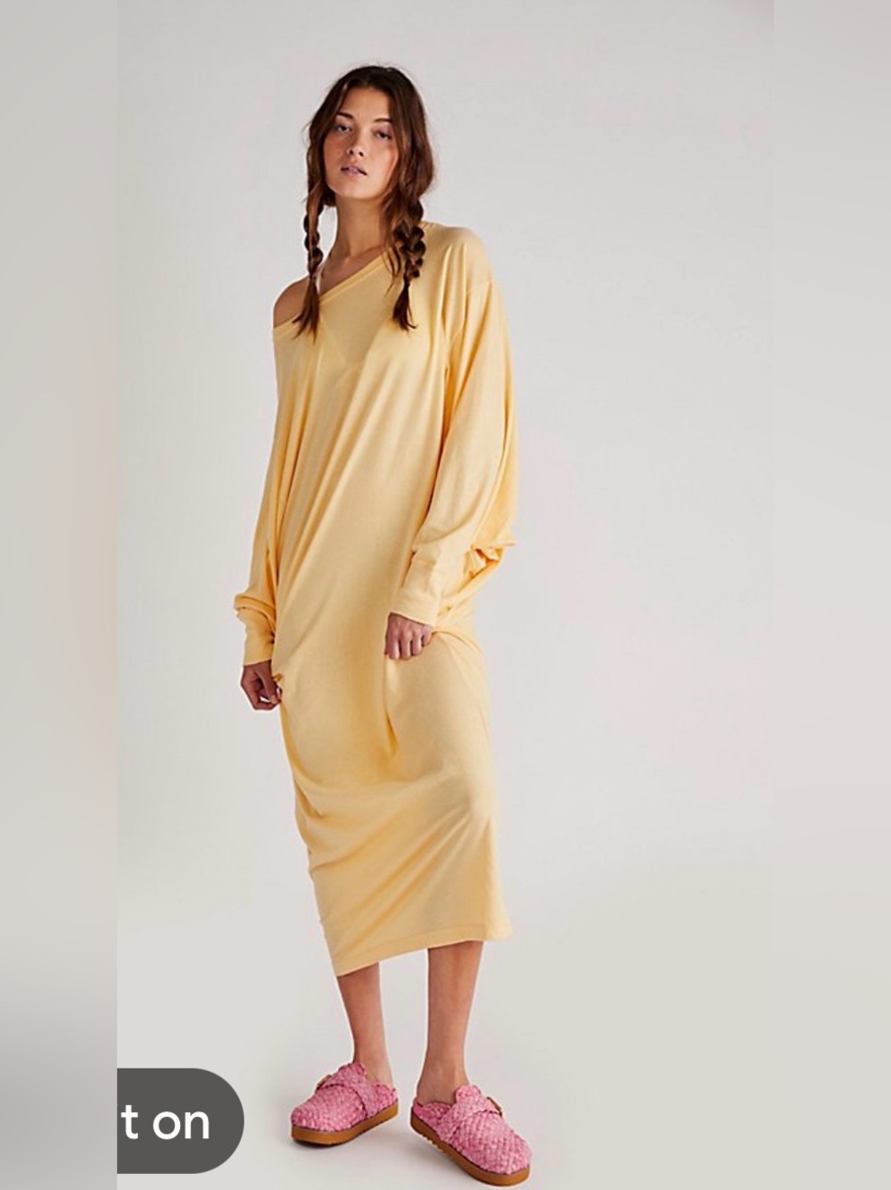 Free People Beach “Lifestyle” Maxi Dress Butter Yellow Boho Beachy Oversized S